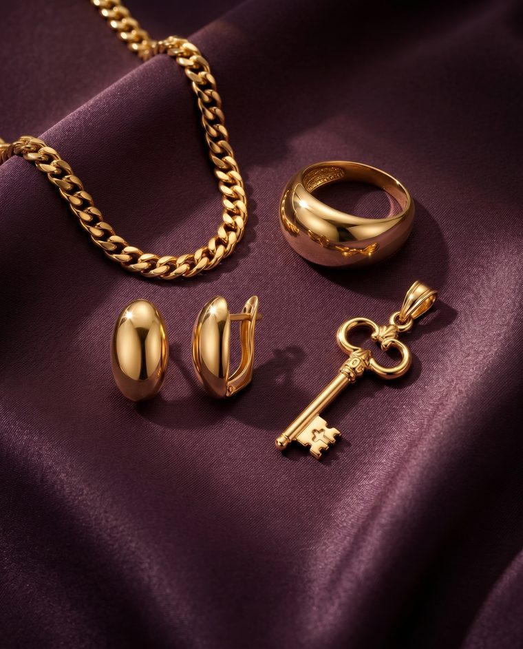 Fremada Specials fine jewelry on aubergine silk